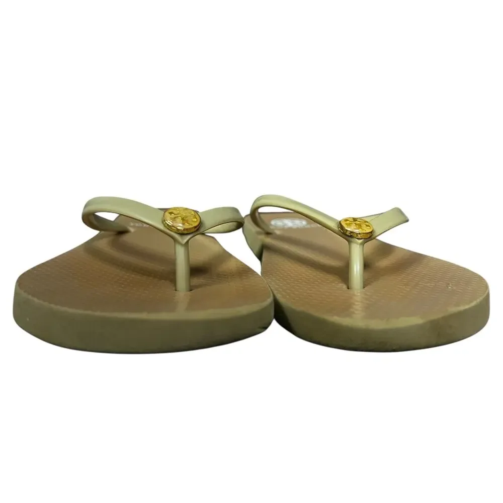 Tory Burch Signature Monogram Brown Flip-Flops Women's Size 5.5/6 Casual Luxury
